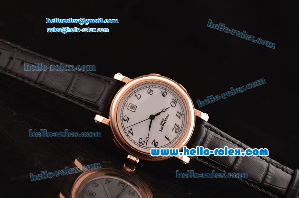 Patek Philippe Calatrava 2813 Automatic Rose Gold Case with Numeral Markers White Dial and Black Leather Strap - Click Image to Close